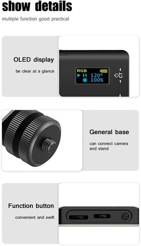 RGB LED Video Light Photography Fill Camera Lighting Panel CRI95+ 2500-9000K LCD Display Cold Shoe for Live Streaming DSLR in Saudi Arabia