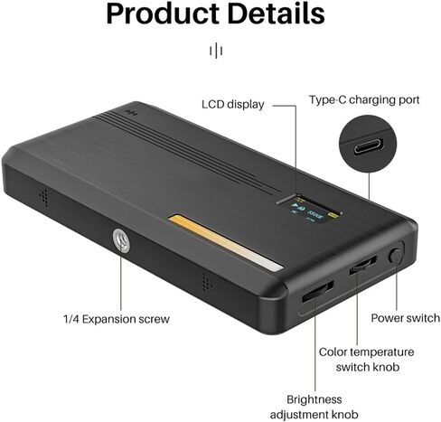 RGB Full Color LED Video Light 2500K-9000K 800LUX Magnetic Mini Fill Extend 3 Cold Shoe 2000mAh Type-c Port in Saudi Arabia