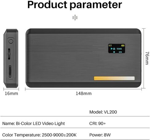 RGB Full Color LED Video Light 2500K-9000K 800LUX Magnetic Mini Fill Extend 3 Cold Shoe 2000mAh Type-c Port in Saudi Arabia