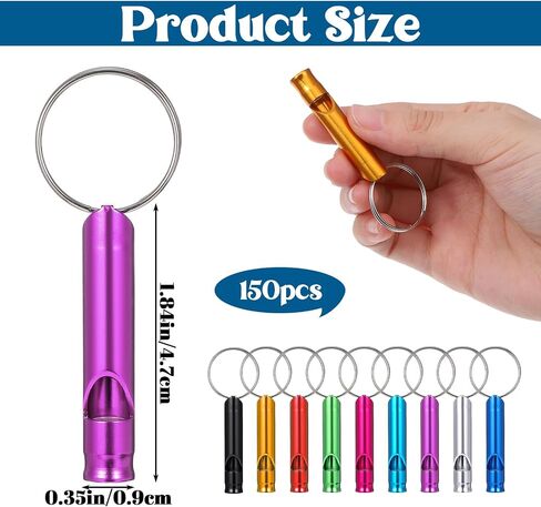 120 Pieces Aluminum Emergency Whistle, Kids Safety Whistle With Keychain, Whistles For Adults Emergency, 6 Colors Hiking Whistle Survival Whistle, For Camping, Hiking, Boating, Hunting, Fishing in Kuwait
