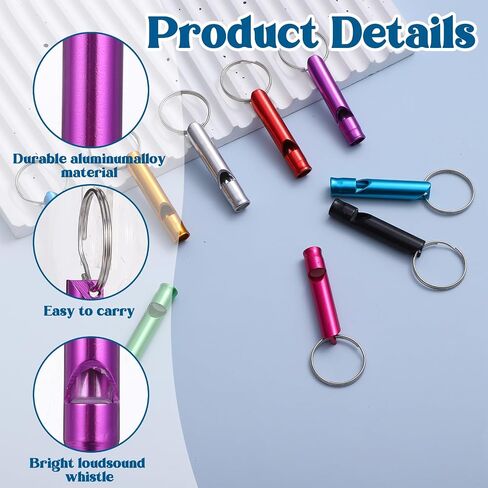 120 Pieces Aluminum Emergency Whistle, Kids Safety Whistle With Keychain, Whistles For Adults Emergency, 6 Colors Hiking Whistle Survival Whistle, For Camping, Hiking, Boating, Hunting, Fishing in Kuwait