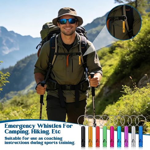 120 Pieces Aluminum Emergency Whistle, Kids Safety Whistle With Keychain, Whistles For Adults Emergency, 6 Colors Hiking Whistle Survival Whistle, For Camping, Hiking, Boating, Hunting, Fishing in Kuwait