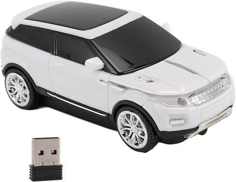 2.4GHz 1600 DPI Wireless Gaming Mouse Cool 3D Car Shape with USB Receiver for Laptop Red Sports Car Design for Gaming and Office Use (White) in Kuwait