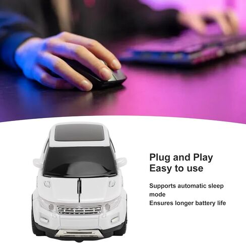 2.4GHz 1600 DPI Wireless Gaming Mouse Cool 3D Car Shape with USB Receiver for Laptop Red Sports Car Design for Gaming and Office Use (White) in Kuwait