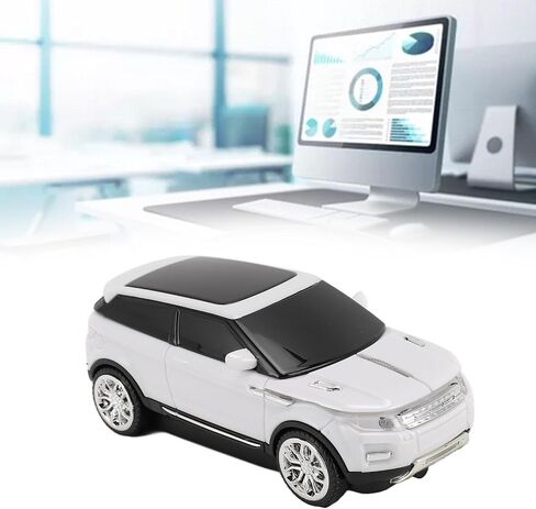 2.4GHz 1600 DPI Wireless Gaming Mouse Cool 3D Car Shape with USB Receiver for Laptop Red Sports Car Design for Gaming and Office Use (White) in Kuwait
