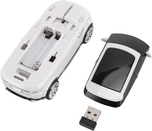 2.4GHz 1600 DPI Wireless Gaming Mouse Cool 3D Car Shape with USB Receiver for Laptop Red Sports Car Design for Gaming and Office Use (White) in Kuwait
