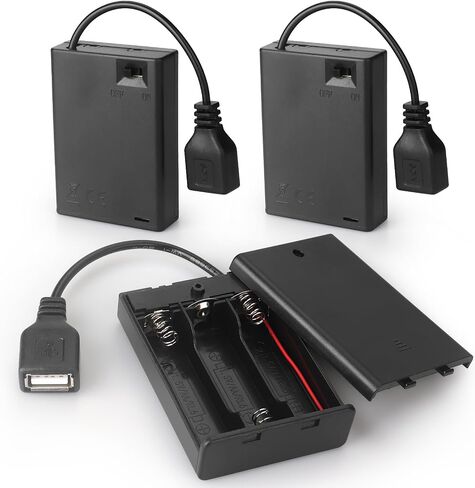 VWEICYY 3 PCS 3AA Battery Holder with Switch, USB Output 4.5V Battery Case in Kuwait