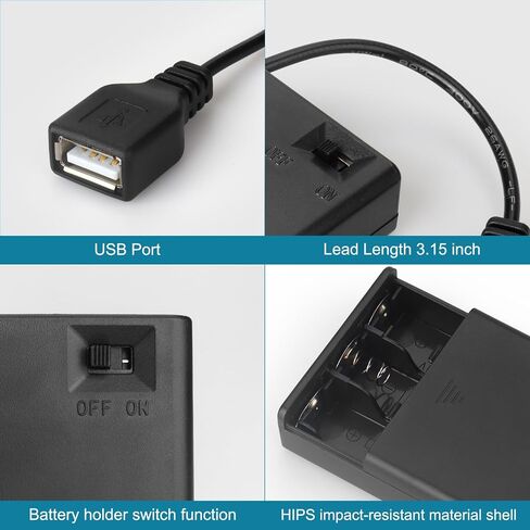 VWEICYY 3 PCS 3AA Battery Holder with Switch, USB Output 4.5V Battery Case in Kuwait