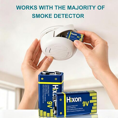 Hixon Rechargeable 9.6V LiFePO4 Battery 4Pack 9 Volt Size with Charger in Kuwait