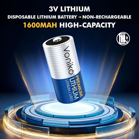 Voniko CR123A Premium Batteries 4 Pack – Photo Battery – 3 Volt 123 Battery 15 Years Shelf Life, Non-Rechargeable in Saudi Arabia