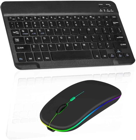 Quiet Wireless Connectivity (only if not actually Bluetooth certified) Keyboard and Mouse Combo, Ergonomic Rechargeable Set for iPad Pro M4/M2, Air M3 13/11-inch, iPad 10th Gen, Mini 7 | Low... in Saudi Arabia