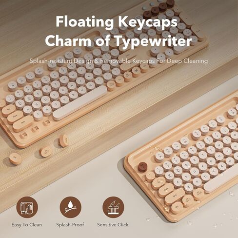 Wireless Keyboard Mouse Combo, Cream Latte, Round Keycaps, Tablet Holder in Saudi Arabia
