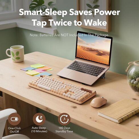 Wireless Keyboard Mouse Combo, Cream Latte, Round Keycaps, Tablet Holder in Saudi Arabia