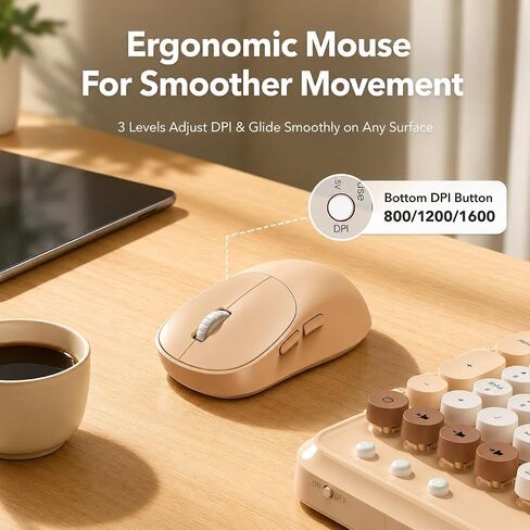 Wireless Keyboard Mouse Combo, Cream Latte, Round Keycaps, Tablet Holder in Saudi Arabia