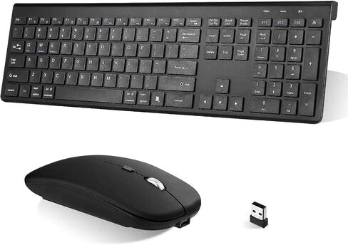 Plug and Play Compact Rechargeable Wireless Bluetooth Full Size Keyboard and Mouse Combo for Hisense 65-Inch Class H9 Quantum Series HS214 TV - Windows, Android, PC, Mac, Laptop, Tablet -Black in Saudi Arabia