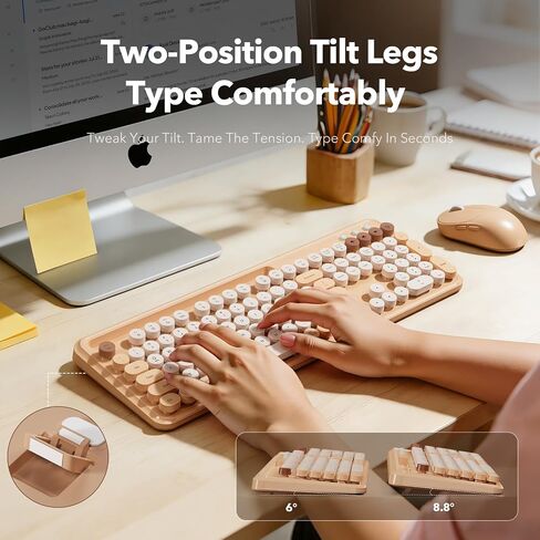 Wireless Keyboard Mouse Combo, Cream Latte, Round Keycaps, Tablet Holder in Saudi Arabia