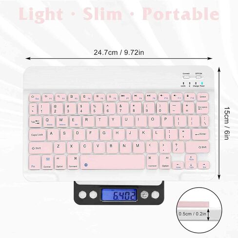 Rechargeable Bluetooth Keyboard and Mouse Combo Ultra Slim for Amazon Fire HD 8 (2017) and All Bluetooth Enabled Android/PC-Baby Pink Keyboard with Baby Pink RGB LED Mouse in Saudi Arabia