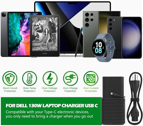 130W USB C Laptop Charger Compatible with Dell Computer XPS 15 17/Precision in Saudi Arabia