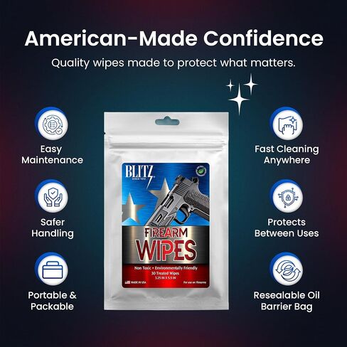 Blitz Firearm Cleaning Wipes, Biodegradable CLP Cloth Gun Wipes, 30 Count in Saudi Arabia