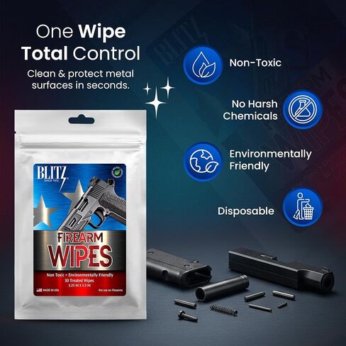Blitz Firearm Cleaning Wipes, Biodegradable CLP Cloth Gun Wipes, 30 Count in Saudi Arabia