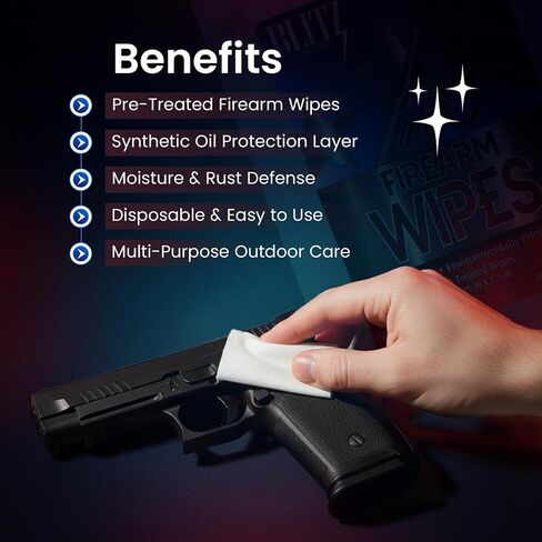 Blitz Firearm Cleaning Wipes, Biodegradable CLP Cloth Gun Wipes, 30 Count in Saudi Arabia