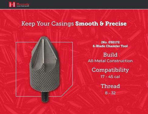 Hornady 6 Blade Inside Diameter Chamfer Tool 050172 - Case Prep Reloading Tool Removes Burrs from Case Mouths for Accurate Bullet Seating -Chamfer Tool bit is Threaded 8-32 to Use with Case Prep Tools in Saudi Arabia