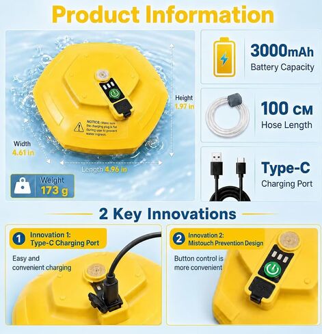 Portable Floating Minnow Bucket Aerator, UFO Stable Buoyancy Design Magnetic Charging Oxygenator, 3 Modes Long Runtime Waterproof Aerator for Boat Ice Sea Fishing in Saudi Arabia