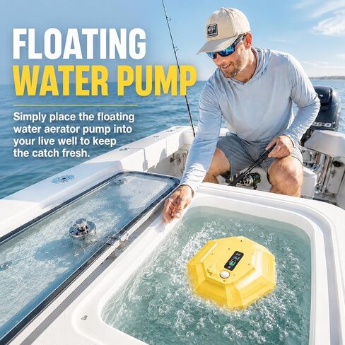 Portable Floating Minnow Bucket Aerator, UFO Stable Buoyancy Design Magnetic Charging Oxygenator, 3 Modes Long Runtime Waterproof Aerator for Boat Ice Sea Fishing in Saudi Arabia