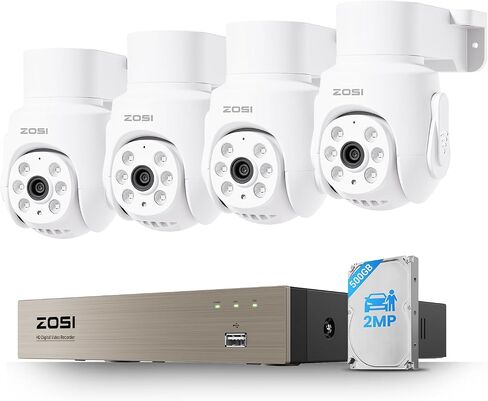 ZOSI 5MP Wired Security Camera System, 4pcs 1080p Pan/Tilt 360°View Cam in Saudi Arabia