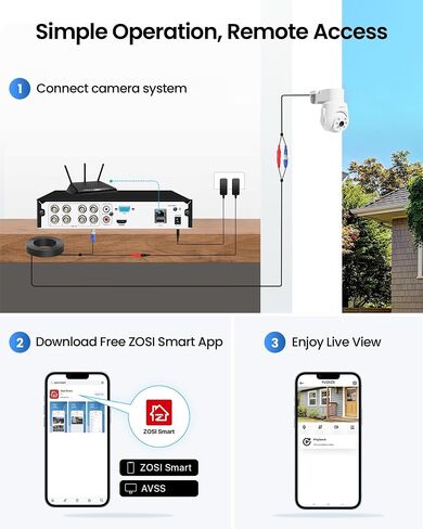 ZOSI 5MP Wired Security Camera System, 4pcs 1080p Pan/Tilt 360°View Cam in Saudi Arabia