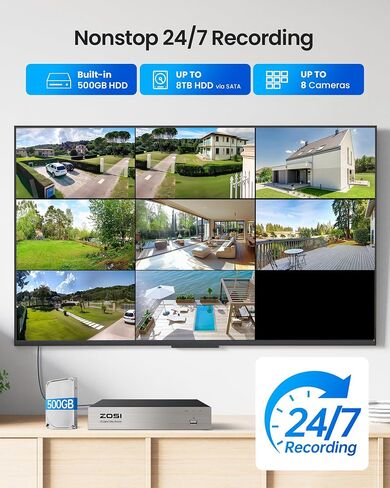 ZOSI 5MP Wired Security Camera System, 4pcs 1080p Pan/Tilt 360°View Cam in Saudi Arabia