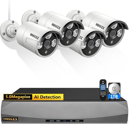 5MP PoE Wired Security Camera System Outdoor 4Pcs Indoor Cameras 1TB HDD in Saudi Arabia