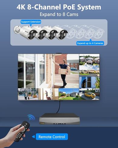 5MP PoE Wired Security Camera System Outdoor 4Pcs Indoor Cameras 1TB HDD in Saudi Arabia