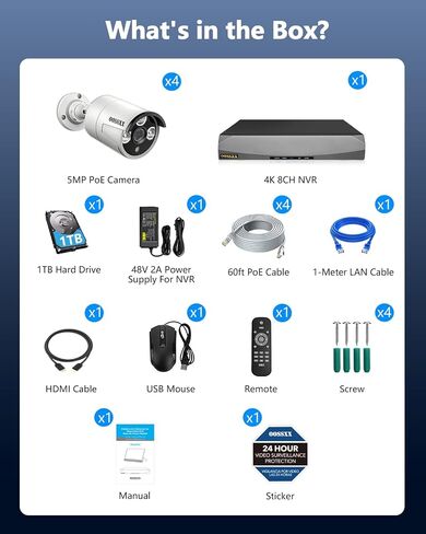 5MP PoE Wired Security Camera System Outdoor 4Pcs Indoor Cameras 1TB HDD in Saudi Arabia