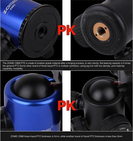 Zomei Z888 Portable SLR Camera Aluminium Tripod Monopod & Ball Head Portable Compact Travel Up to 20lbs Blue in Saudi Arabia