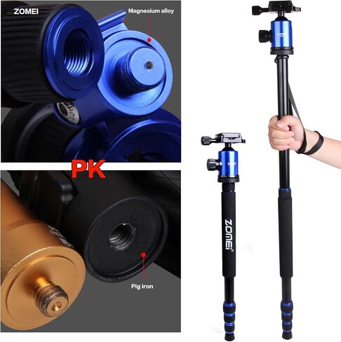 Zomei Z888 Portable SLR Camera Aluminium Tripod Monopod & Ball Head Portable Compact Travel Up to 20lbs Blue in Saudi Arabia