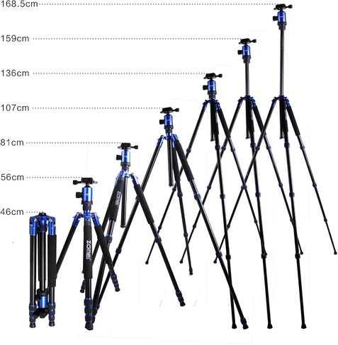 Zomei Z888 Portable SLR Camera Aluminium Tripod Monopod & Ball Head Portable Compact Travel Up to 20lbs Blue in Saudi Arabia