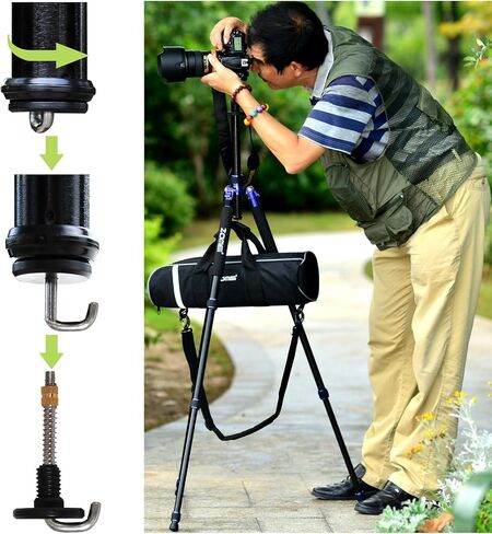 Zomei Z888 Portable SLR Camera Aluminium Tripod Monopod & Ball Head Portable Compact Travel Up to 20lbs Blue in Saudi Arabia