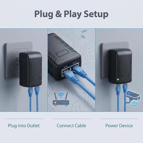 2.5G PoE Injector Adapter, 48V/0.5A Passive POE+ Output, 100/1000/2500Mbps Speed, Up to 100M Connection, Plug and Play for IP Camera/Wireless AP/Videophone (NUS-2.5G) in Saudi Arabia