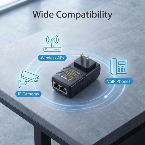 2.5G PoE Injector Adapter, 48V/0.5A Passive POE+ Output, 100/1000/2500Mbps Speed, Up to 100M Connection, Plug and Play for IP Camera/Wireless AP/Videophone (NUS-2.5G) in Saudi Arabia