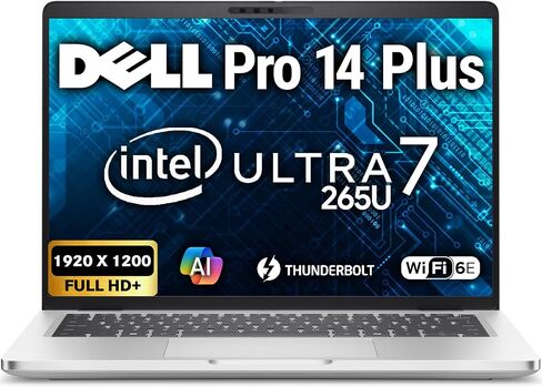 Oemgenuine Dell Pro 14 Plus AI Business Notebook 14" FHD+ Intel Ultra 7-265U, Customized Laptop, 8GB / 16GB / 32GB RAM, 256GB / 512GB / 1TB SSD, WiFi 6E, Backlit Keyboard, FHD Webcam, Windows 11 Pro in Kuwait