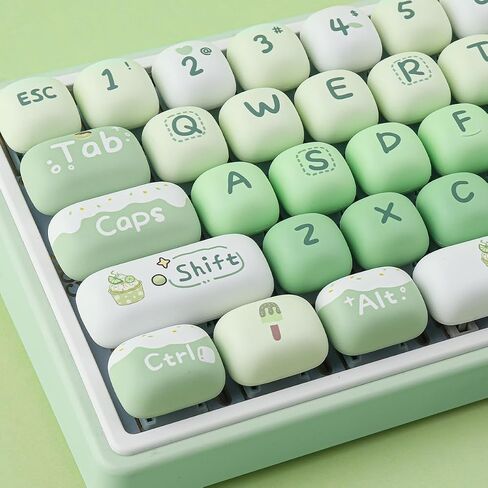PBT Keycaps 144 Keys Cute Green Dessert Cream Keycaps in Kuwait