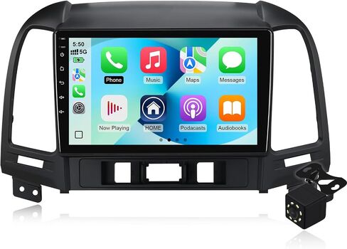 4+64G Android 14 Double Din Car Radio Stereo for Hyundai Santa Fe 2006-2012 with 9" Touchscreen Radio Built-in Wireless Carplay/Android Auto/GPS/Bluetooth/FM/AUX-in/SWC/Camera in Saudi Arabia