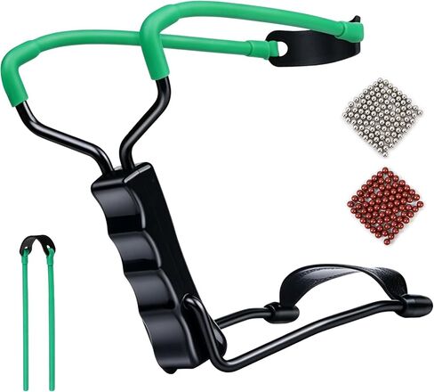 Adult Wrist Slingshot Set, Sturdy Metal Frame with Extra Rubber Bands & Steel/Clay Ammo, Foldable Wrist Support, Portable for Outdoor Target Practice & Recreational Shooting in Saudi Arabia