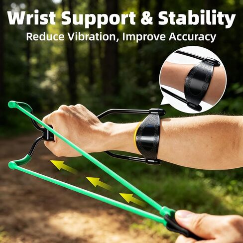 Adult Wrist Slingshot Set, Sturdy Metal Frame with Extra Rubber Bands & Steel/Clay Ammo, Foldable Wrist Support, Portable for Outdoor Target Practice & Recreational Shooting in Saudi Arabia