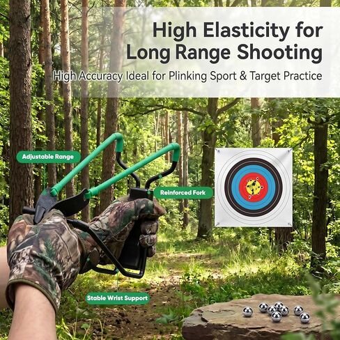 Adult Wrist Slingshot Set, Sturdy Metal Frame with Extra Rubber Bands & Steel/Clay Ammo, Foldable Wrist Support, Portable for Outdoor Target Practice & Recreational Shooting in Saudi Arabia