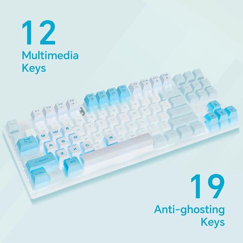 CHONCHOW Blue Keyboard and Mouse Combo, 87 Keys TKL USB Wired LED Light Up Backlit Keyboard, 800-3200 DPI RGB Mouse, Blue Mouse and Keyboard Combo for PS4 PS5 PC Laptop Mac Computers, Main White in Saudi Arabia