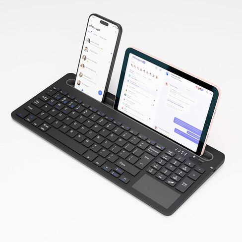 Multi-Device Wireless Keyboard with Silicone Stand & Touchpad Black in Saudi Arabia