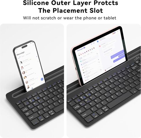 Multi-Device Wireless Keyboard with Silicone Stand & Touchpad Black in Saudi Arabia