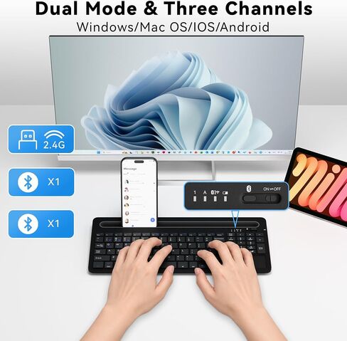 Multi-Device Wireless Keyboard with Silicone Stand & Touchpad Black in Saudi Arabia
